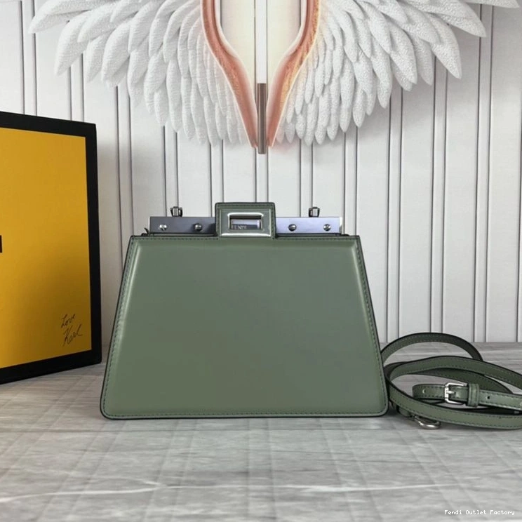 Cheap HOT Peekaboo In Fendi Calf Mini Green Cut Bag Leather 0714